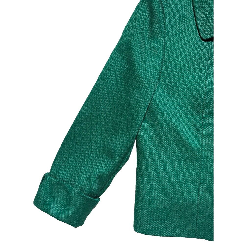 Tahari Green Textured Cropped Blazer Jacket Womens Sz 6 Retro 3 Button Cuffed - Picture 4 of 16